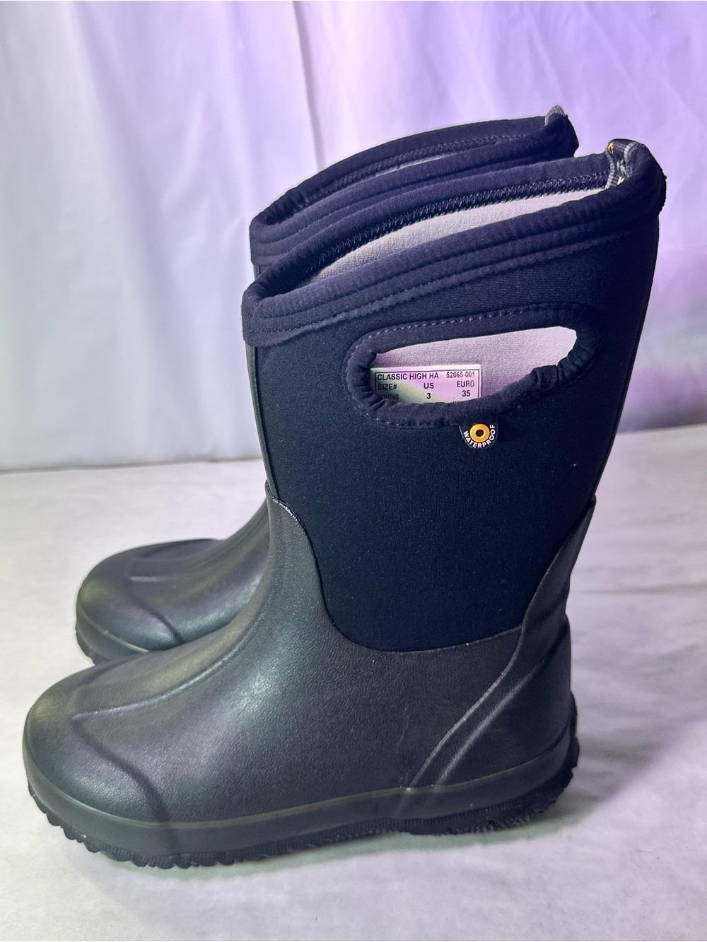 Bogs Kids Black Waterproof Neoprene Pull-On Boots - Picture 7 of 9